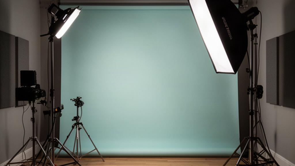 Lighting rig and stands prepared for a communications shoot inside a Swansea workspace