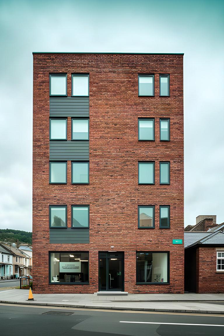Brick media studio exterior on Pontarddulais Road in Swansea