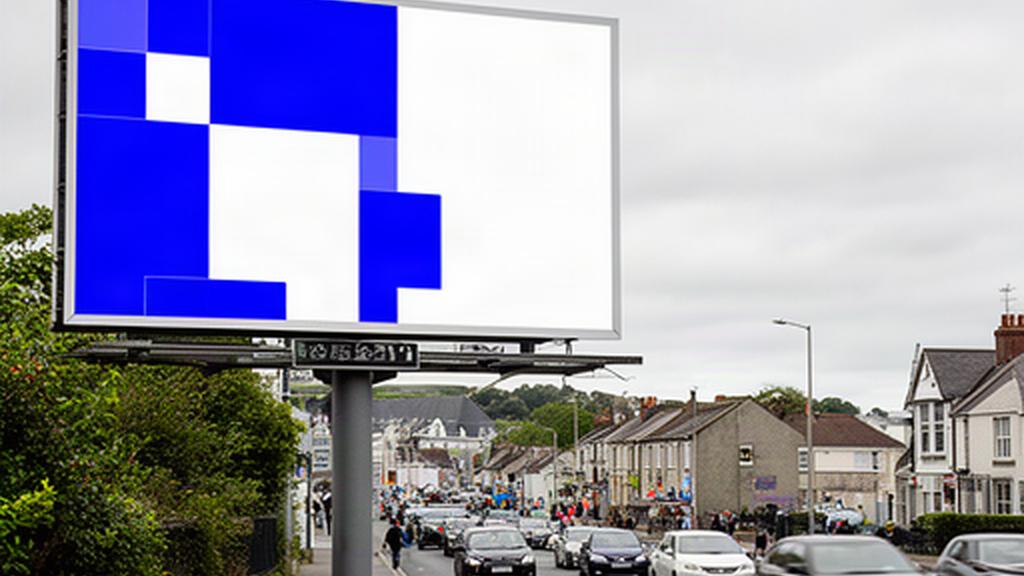 Large charity billboard beside a busy Swansea road with bold blue campaign lettering